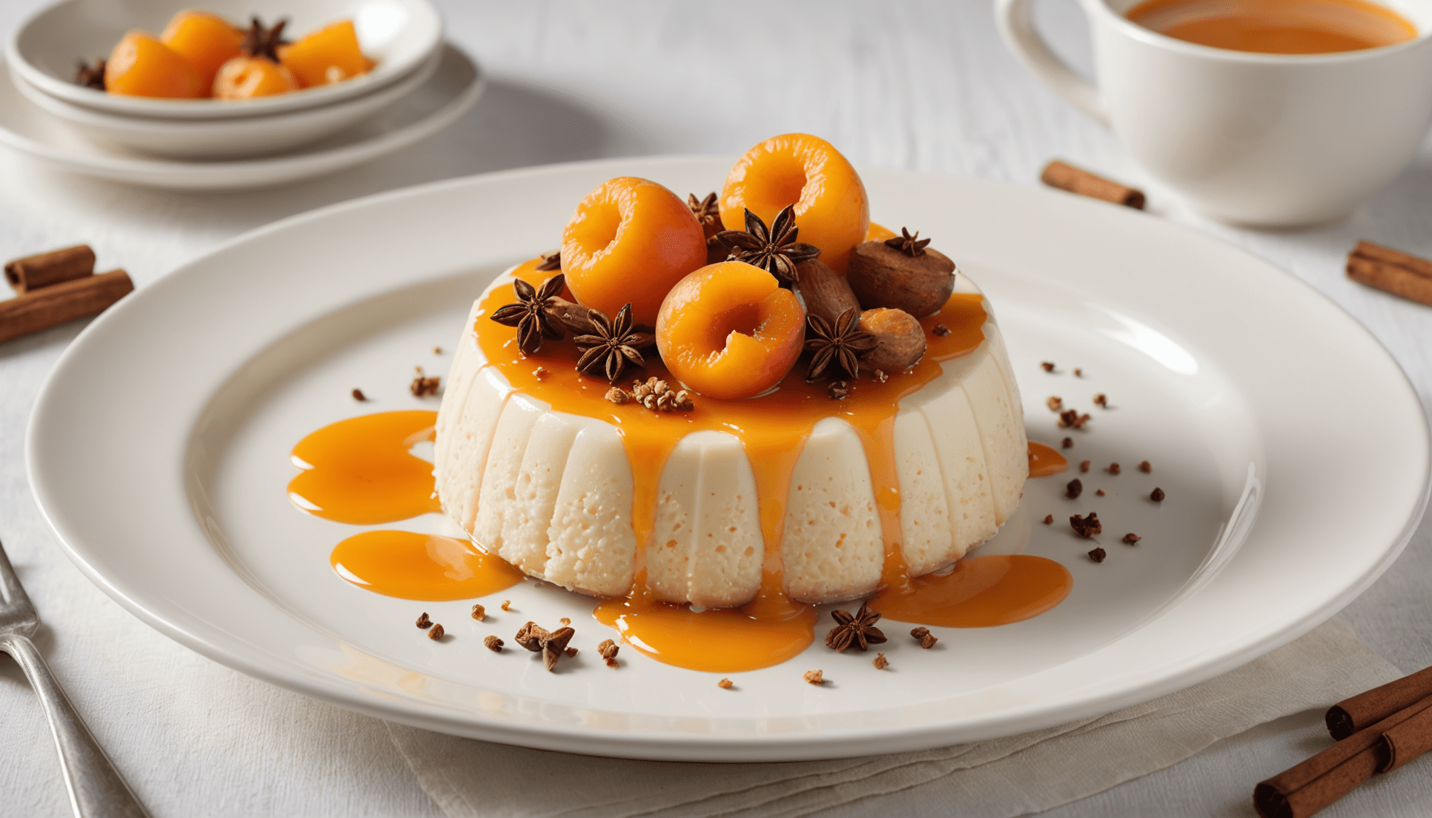 savourez notre blanc-manger onctueux aux abricots juteux et épices aromatiques, une dessert léger et parfumé parfait pour toutes les occasions.