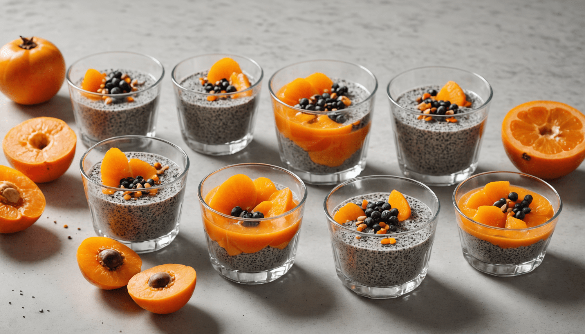 Verrine Chia Fruits Rouges Délights en verrines : mélange succulent de graines de chia, kaki et ...